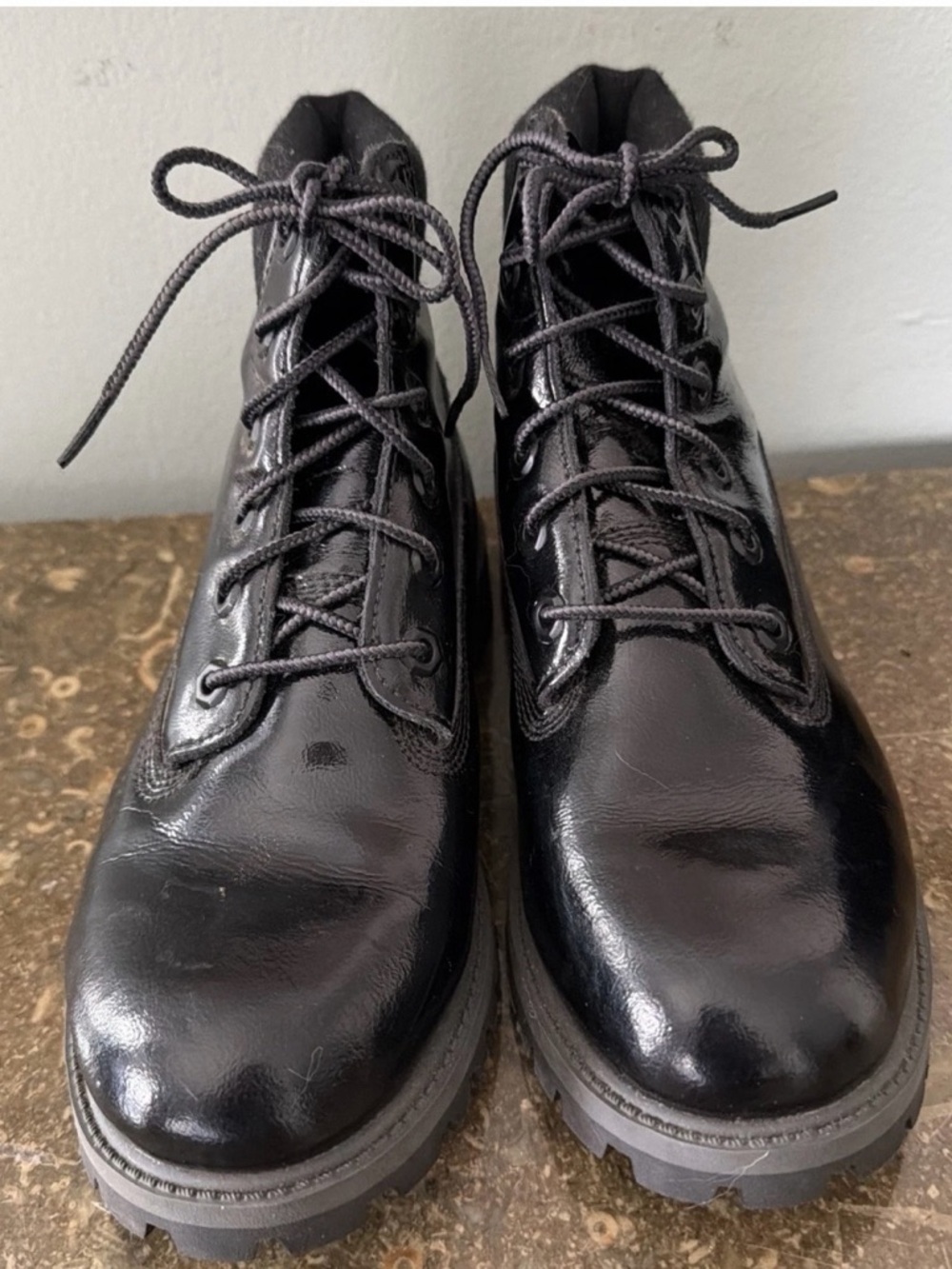 Timberland boots unisex patent leather men's 7 women's 8.5 3794 waterproof